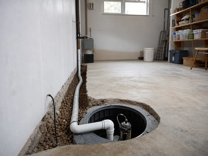 Brooklyn duplex, french drain + pump