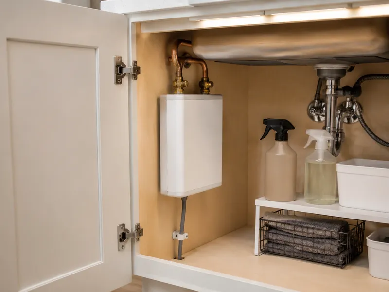 Point-of-use electric, under kitchen sink