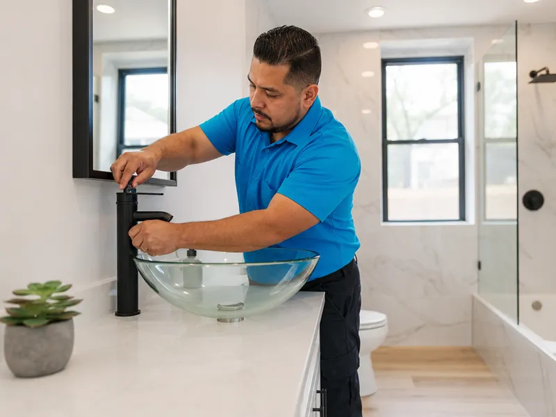 Vessel sink on quartz, Queens