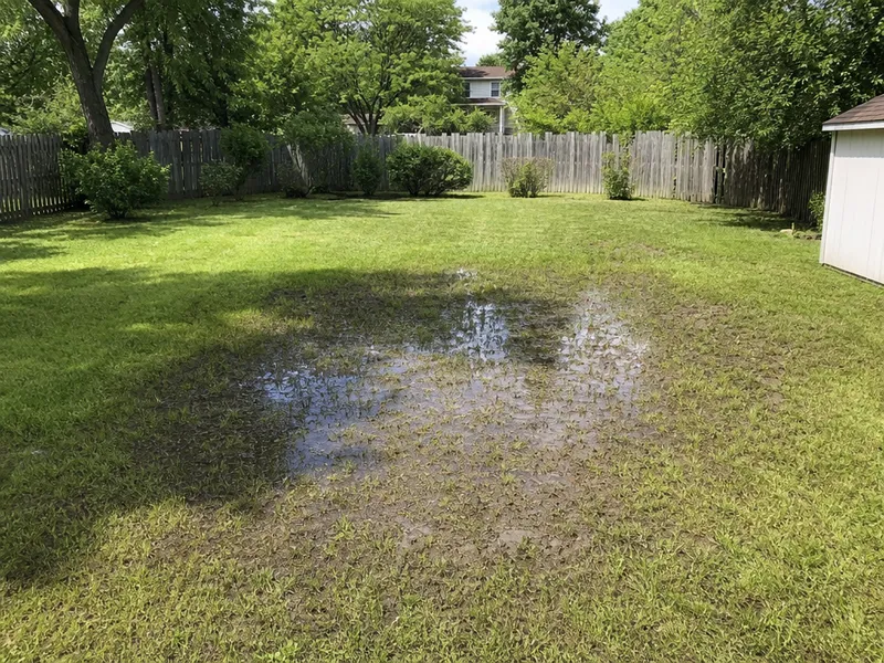 Pooling water or soggy ground above drain field