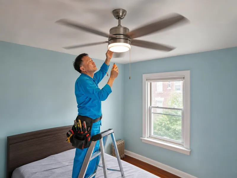 Ceiling fan with light installation