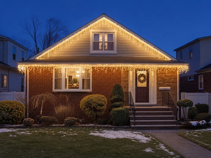 Icicle lights for rooflines and gutters