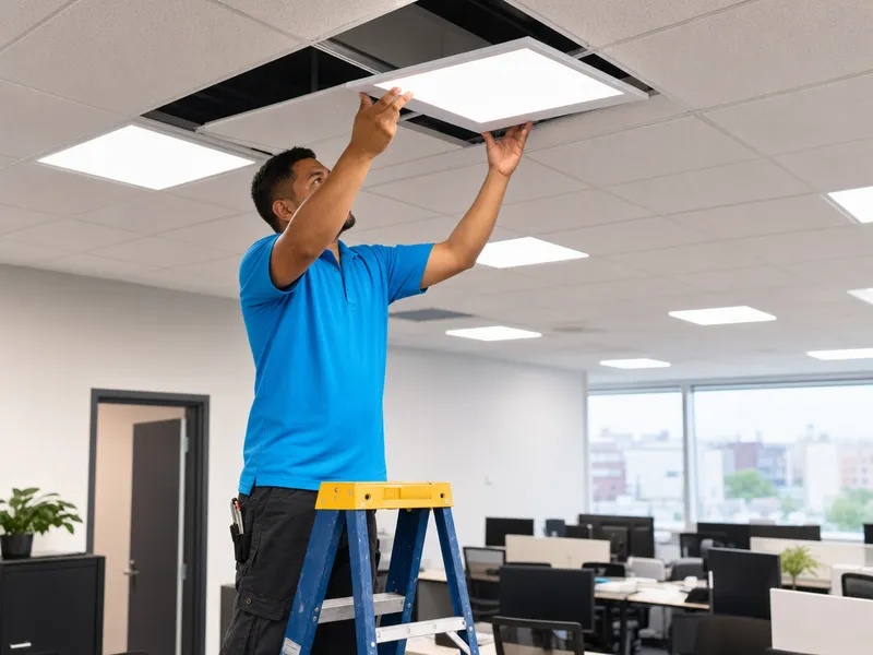 Commercial LED panel installation