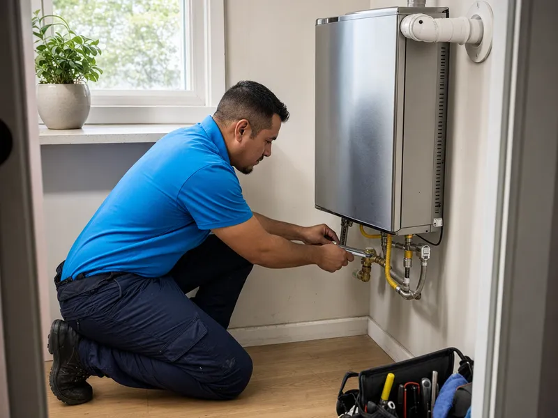 Gas condensing tankless in Brooklyn brownstone