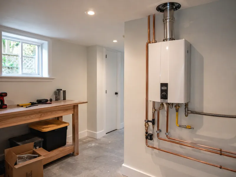 Gas non-condensing tankless in Queens row house