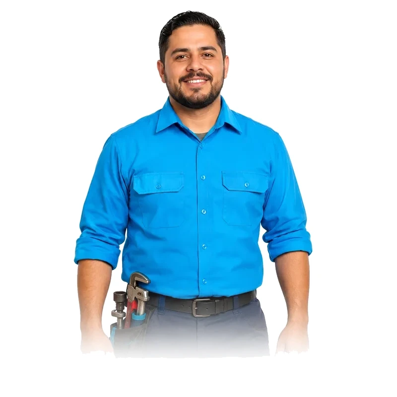 Drain cleaning technician portrait