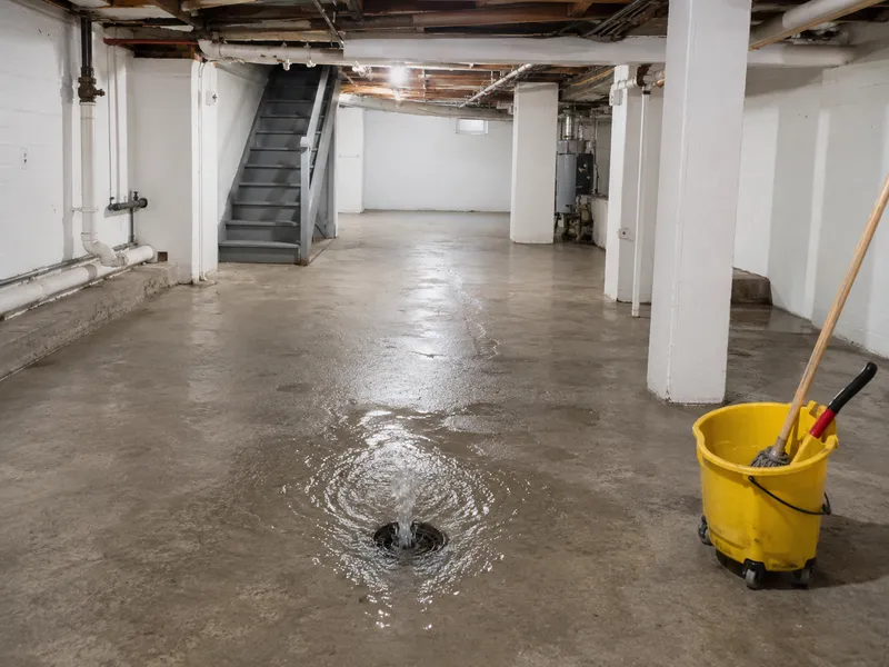 Water backing up in basement floor drain