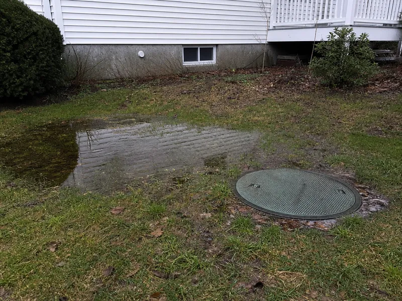 Pooling water or soggy ground near the septic area