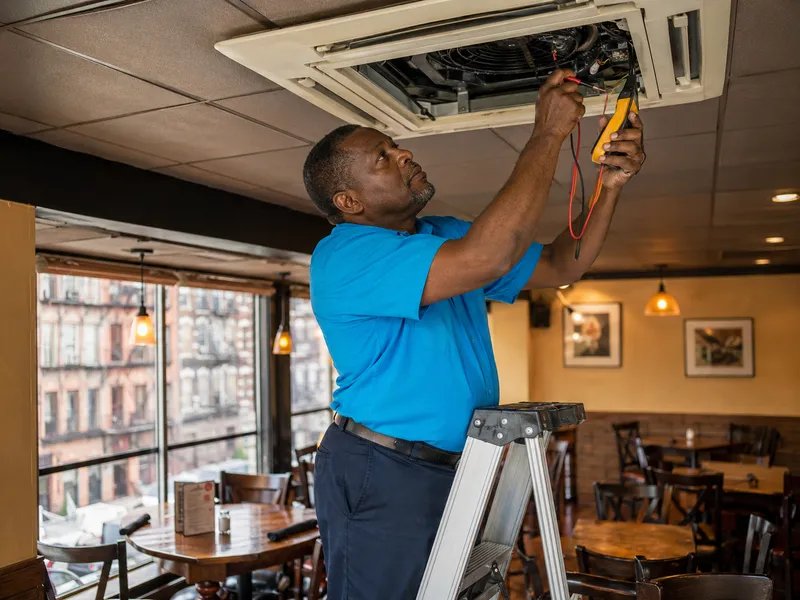 Ceiling cassette in Bronx restaurant dining area