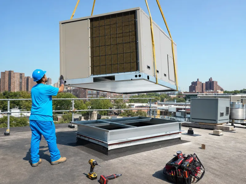 RTU installation, Bronx manufacturing facility