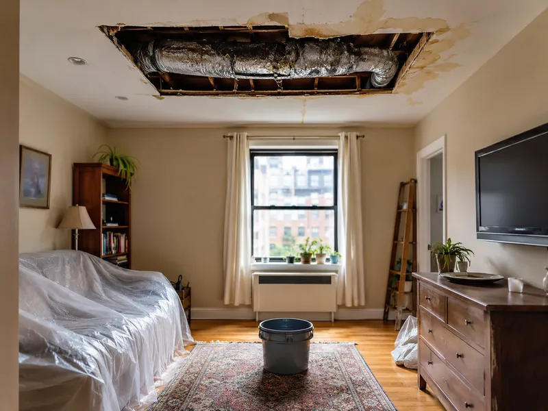 Manhattan apartment, ceiling leak