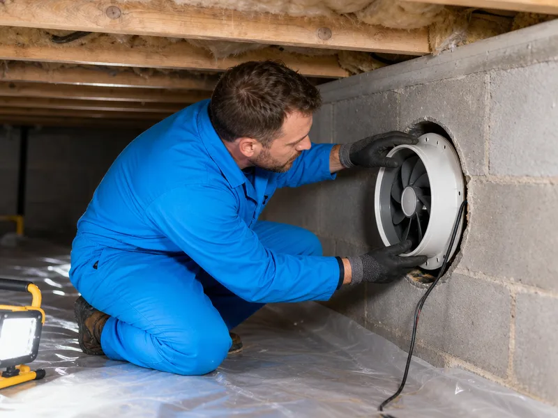 Crawl space ventilation installation
