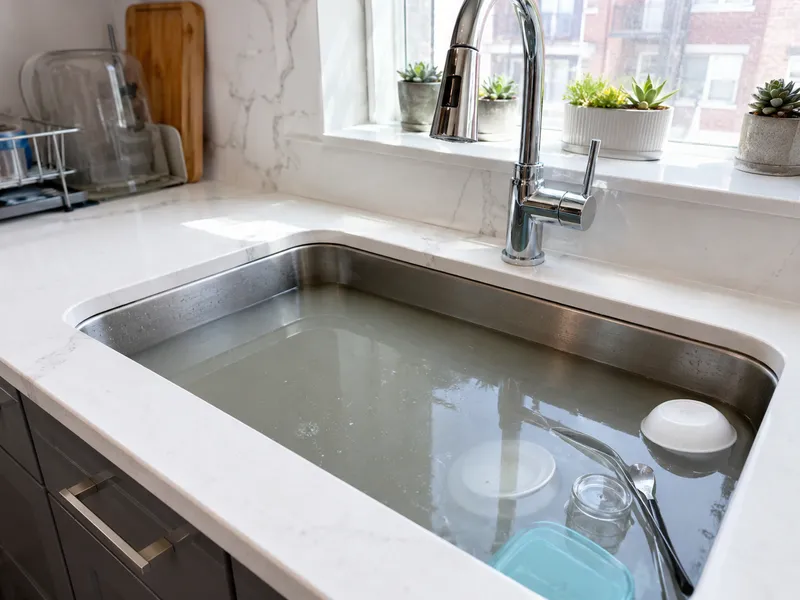 Clogged kitchen sink