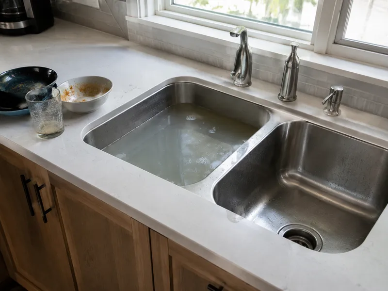 Clogged kitchen sink
