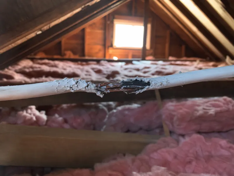 Attic, rodent damage